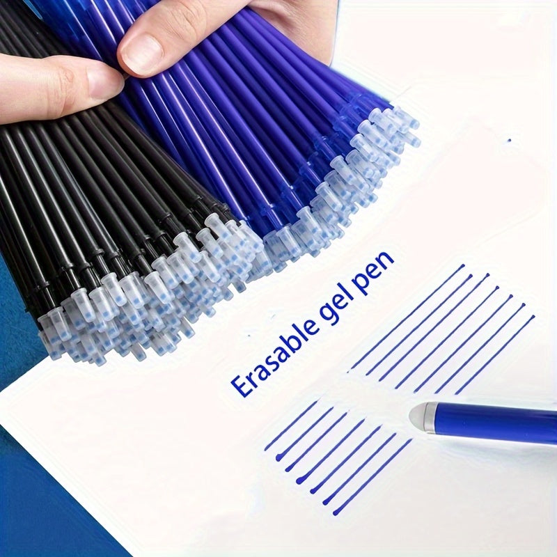 Set of 100 Erasable Gel Pen Refills Blue and Black Ink Fine Point Washable Handle