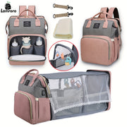 Multifunctional Diaper Backpack with Changing Station Mirror Compartments Striped Pattern
