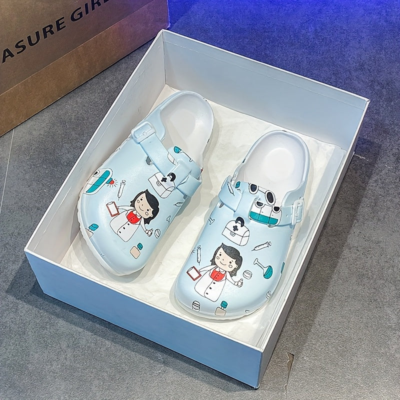 Women's EVA Nurse Clogs Slip-On Non-Slip Cartoon Fashion Comfortable Work Shoes