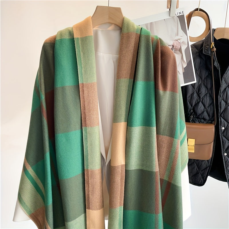 Plaid Wool Scarf with Tassel Detail for Autumn Winter Warmth and Style