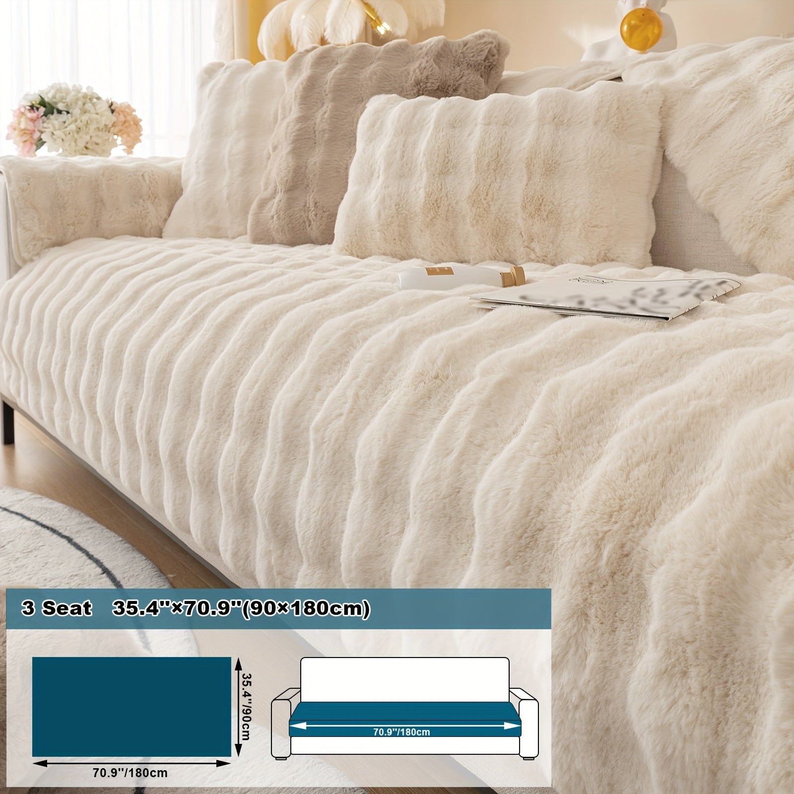 Имитация кролика плюшевая подушка-диван для домашних животных, дружелюбная к собакам с нескользящим чехлом для защиты мебели и декора в спальне, офисе или гостиной.