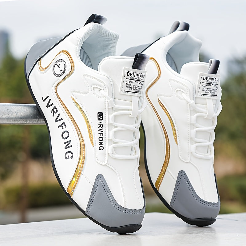 Men's Casual Skate Shoes Solid Color Low Top Lace-Up Breathable Fabric Insole PU Sole