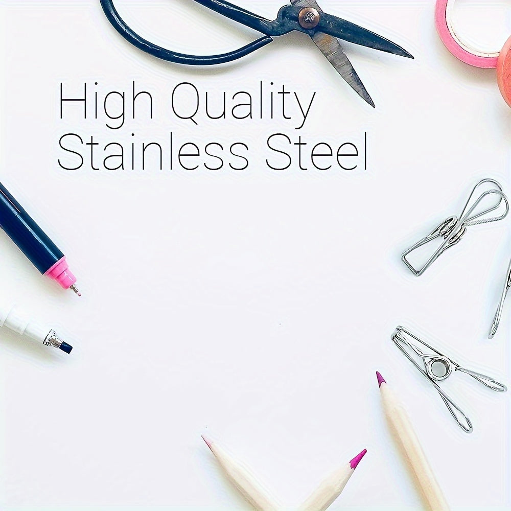 10pcs Stainless Steel Wire Clips Large Medium Small Multi-Functional Clips for Clothes Laundry