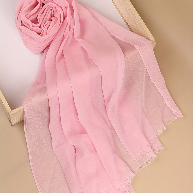 Women's Lightweight Solid Color Scarf Shawl Breathable Soft Polyester Sun Protection
