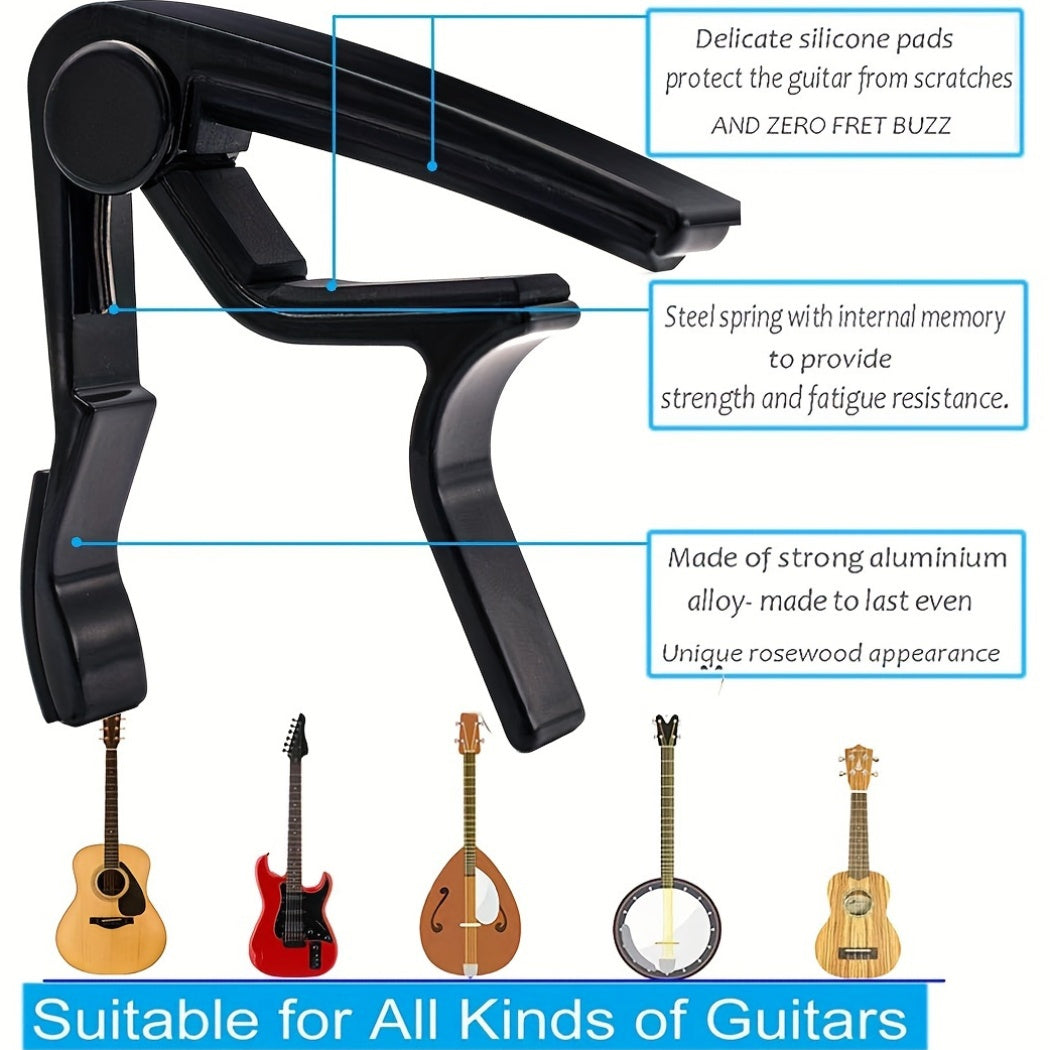 Guitar Capo with 5 Picks Alloy Quick Change Clamp for Acoustic Electric Guitars