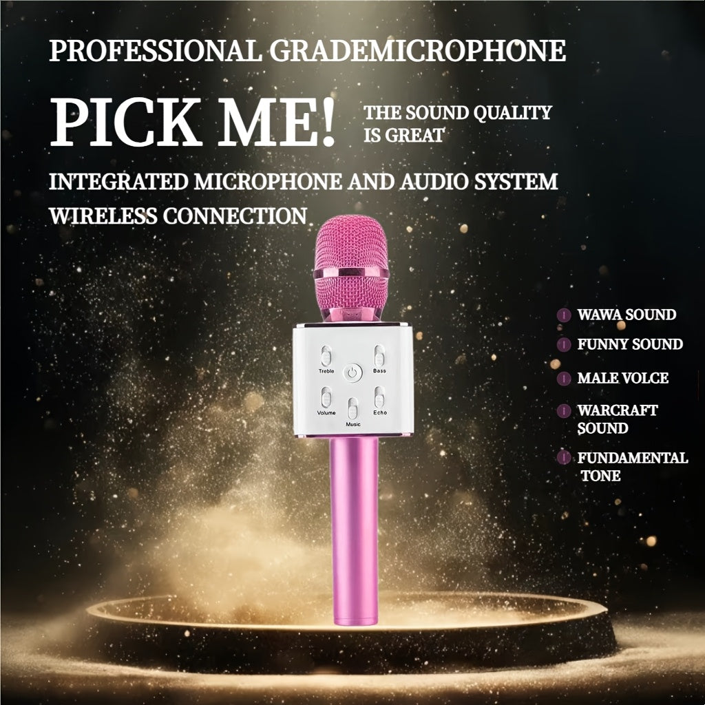 Wireless Karaoke Microphone with USB-C Rechargeable 1200mAh Battery Portable for Parties