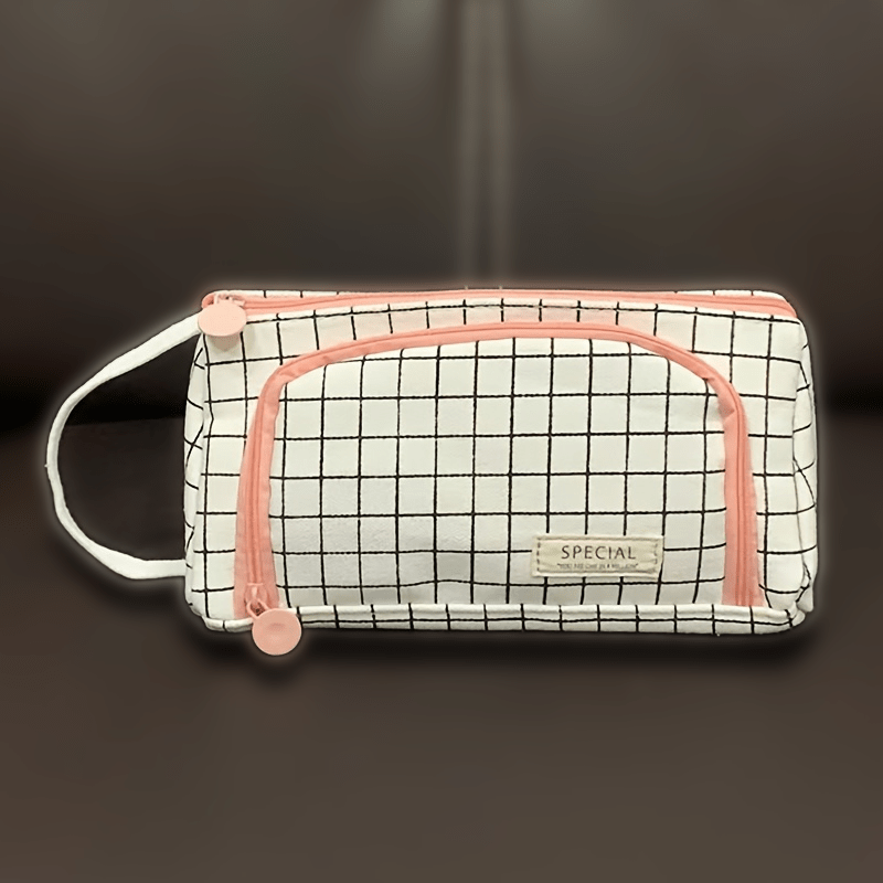 Canvas Triangle Pen Bag with Large Capacity Portable Office Stationery Storage Pencil Case