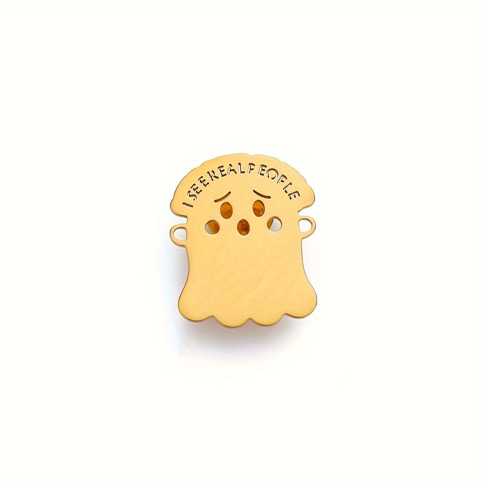 Pin de esmalte gótico personalizado de fantasma en acero inoxidable, regalo para Halloween y Día de los Muertos