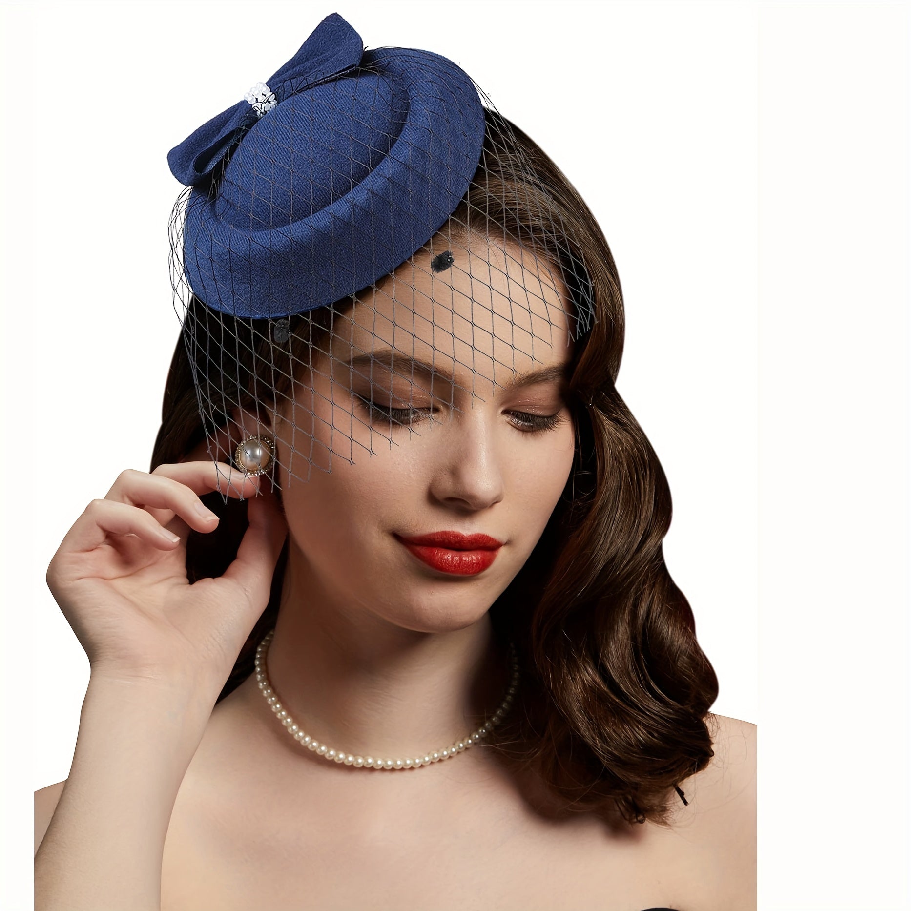 Ladies Retro Style Pillbox Hat Hair Clip Fascinator for Cocktail and Tea Parties