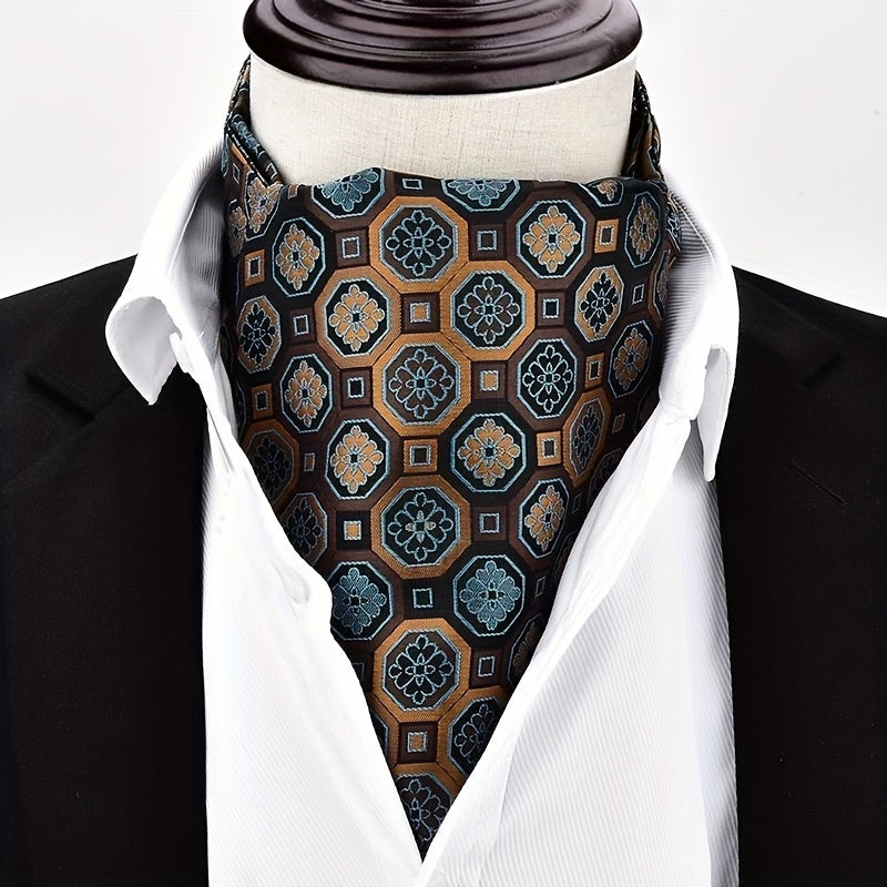 Men's Autumn Winter Double-Layer Paisley Pattern Collared Shirt Scarf for Casual Formal