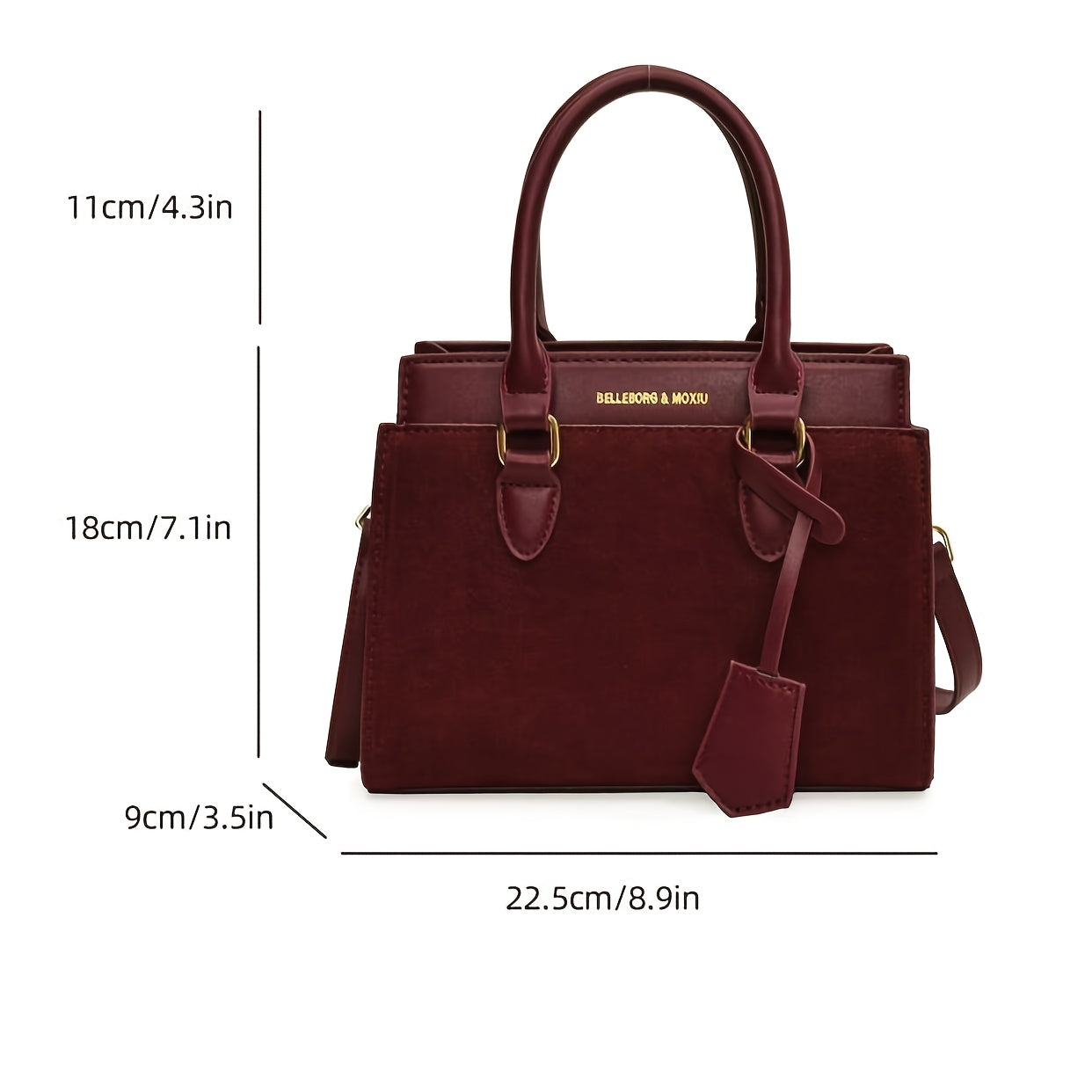 Women’s Burgundy Tote Bag with Gold Hardware and Zipper Closure