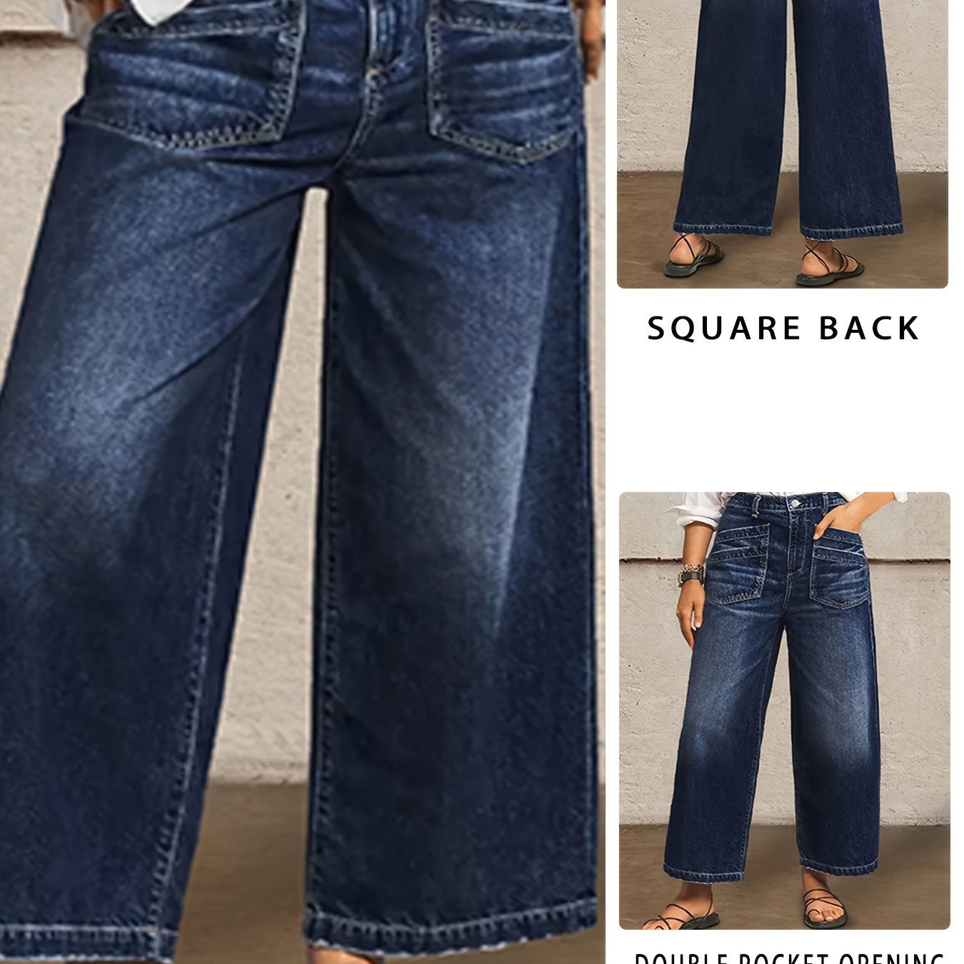 Women Wide Leg Denim Pants Casual Comfortable Blue Summer All Year