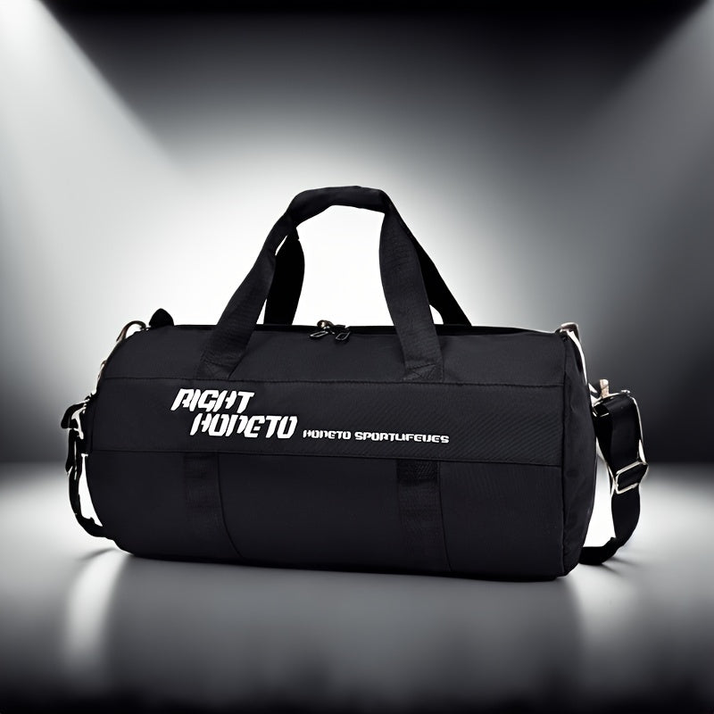 Large Nylon Gym Duffel Bag with Wet Dry Separation in Black 48x27x27cm