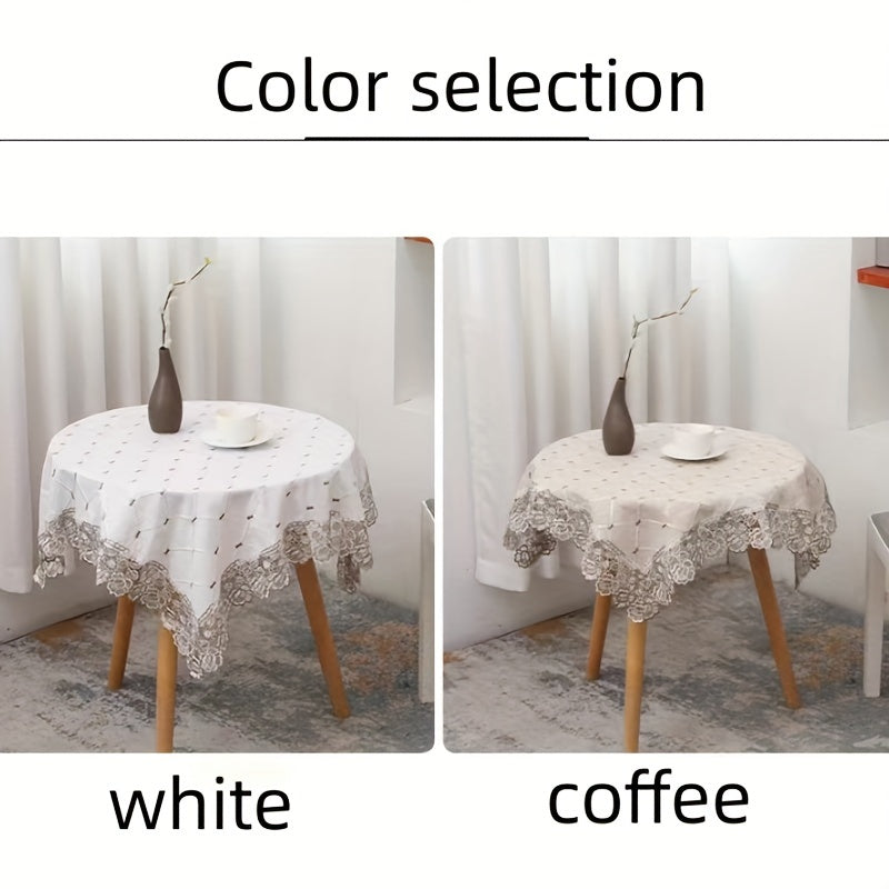 Plaid Lace Macrame Tablecloth Waterproof Stain-Resistant Washable for Picnic Wedding Party