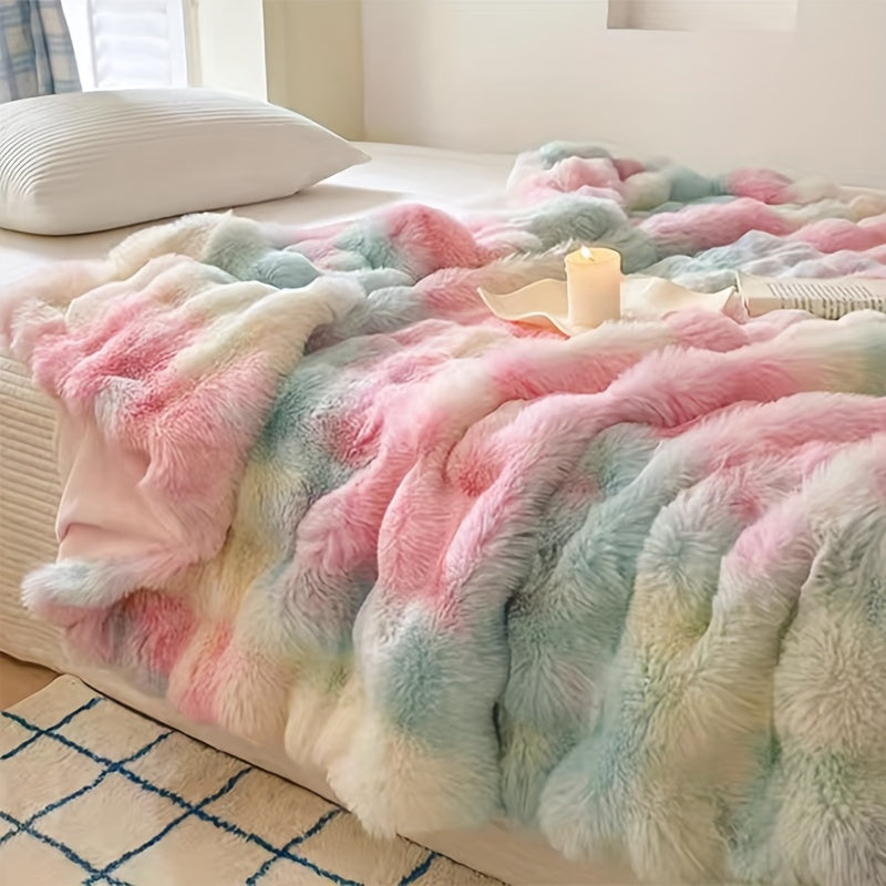 Faux Fur Blanket Soft Warm All-Season for Bedroom Office Travel and Home Decor