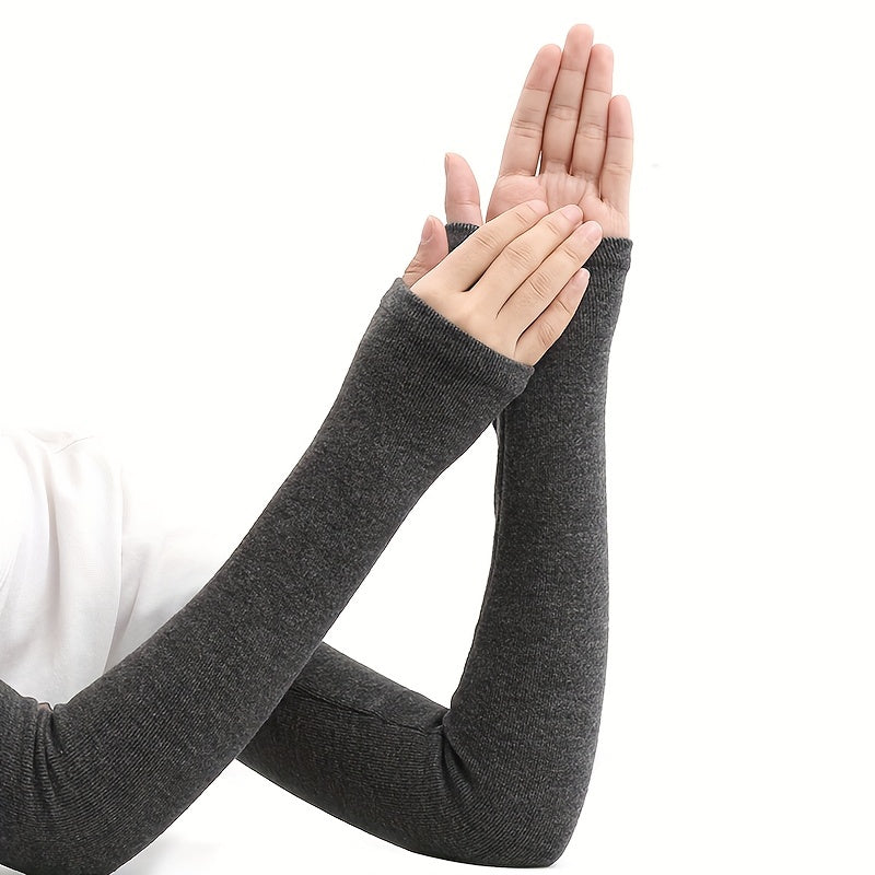 Women's Cashmere Fingerless Gloves Warm Winter Knit Sleeves