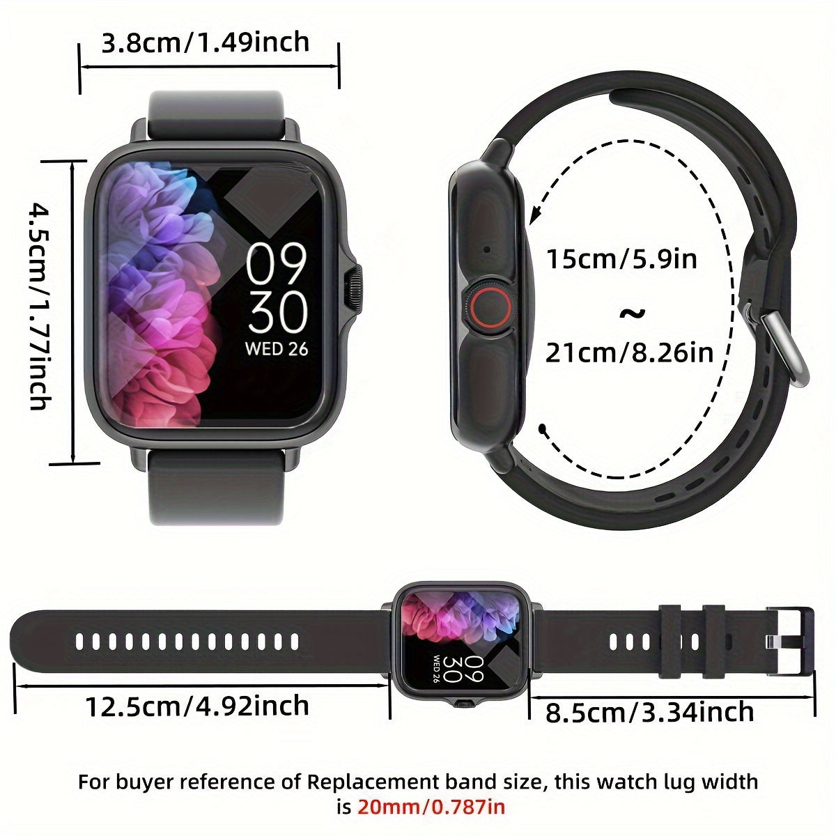 Women's Smartwatch with 4.65cm Touch Screen Fitness Tracker Pedometer for Android