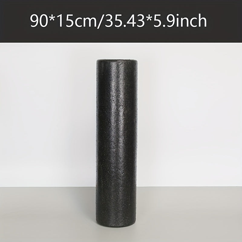 Черный ролик для йоги из высокоплотной пены средней жесткости для растяжки и восстановления мышц