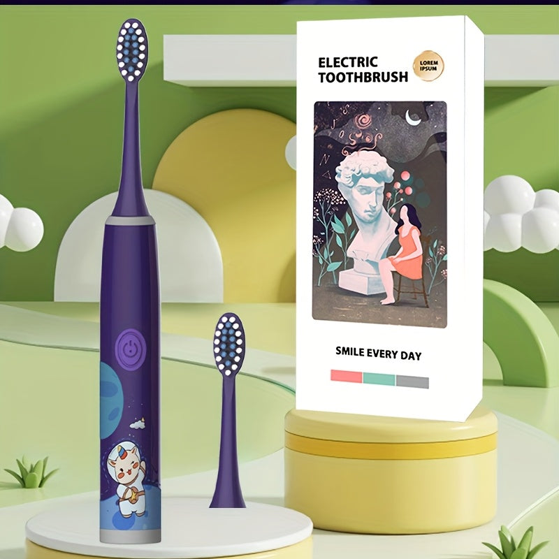 Kids Electric Toothbrush with 2-6 Brush Heads Soft Bristles Space Series