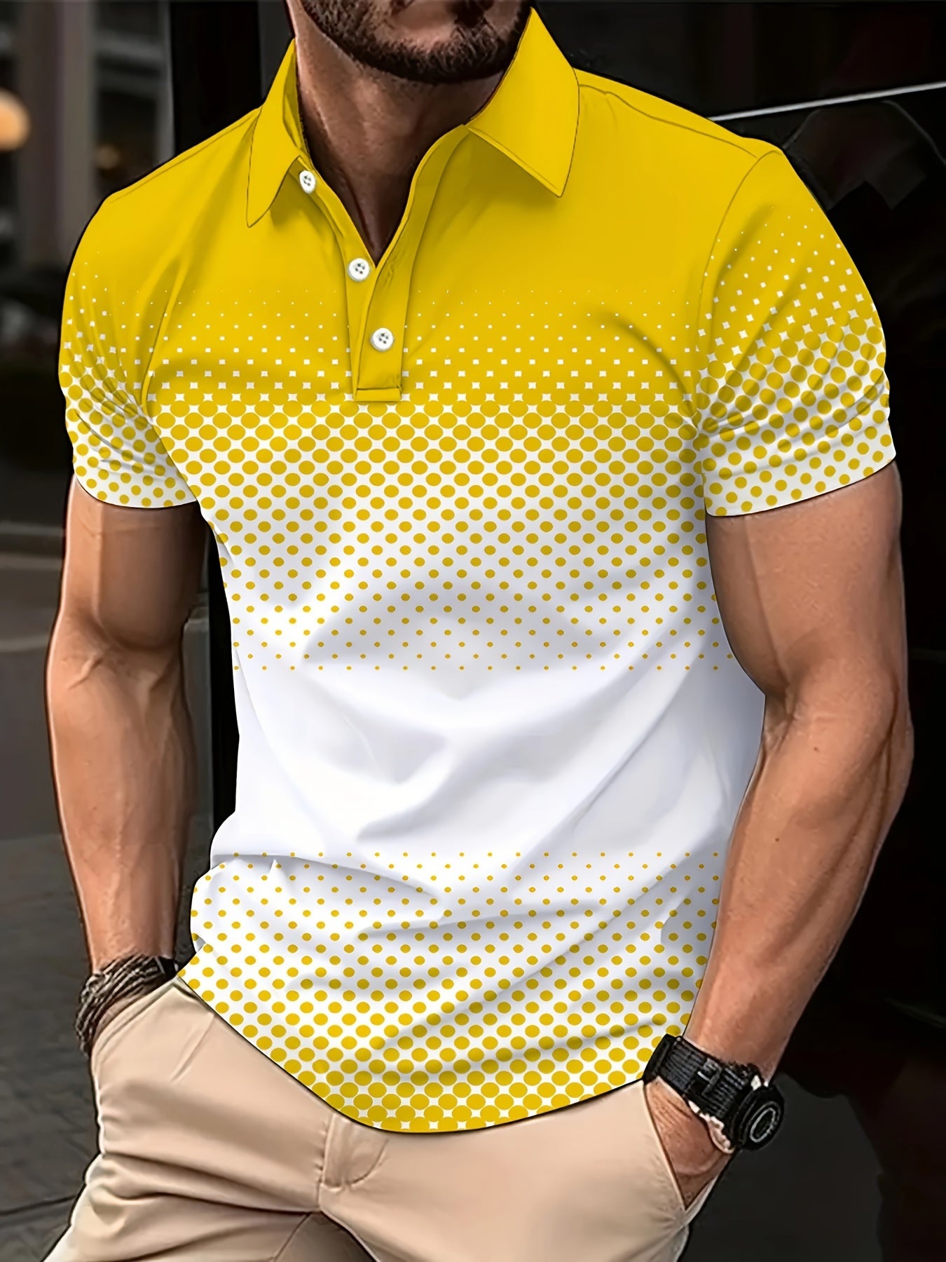 Plus Size Men's Golf T-Shirt Polyester Polka Dot Casual Summer Short Sleeve