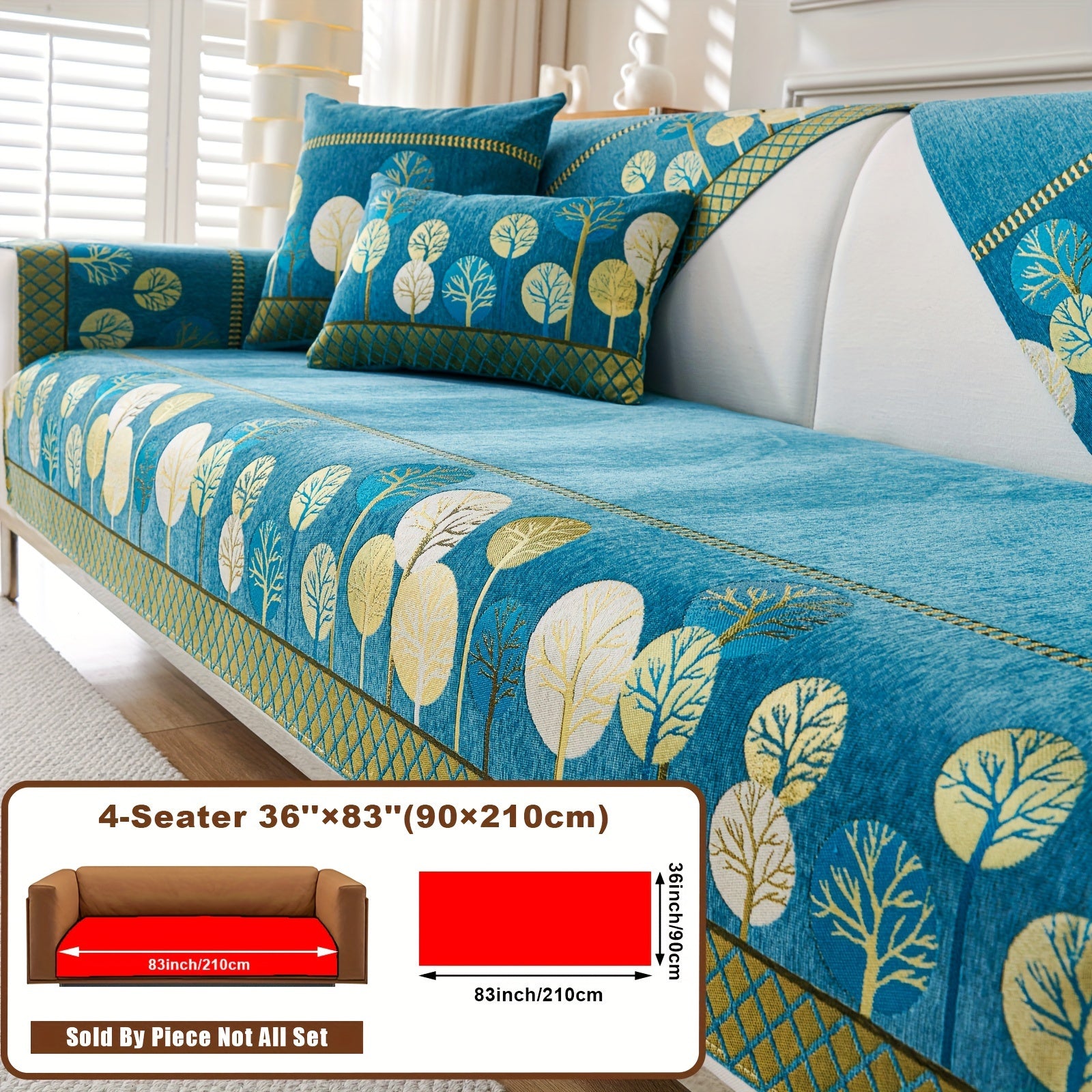 Boho Chic Jacquard Chenille Sofasi Qoplamasi Oygʻon Daraxt Mavzusi Boshqalar uchun Yoqimli Qattiq Yuvilishi Oʻz-oʻzidan yopishmaydigan Bardoshli Qalinlashtirilgan 4 oʻrindiqli kresloni mos keladi