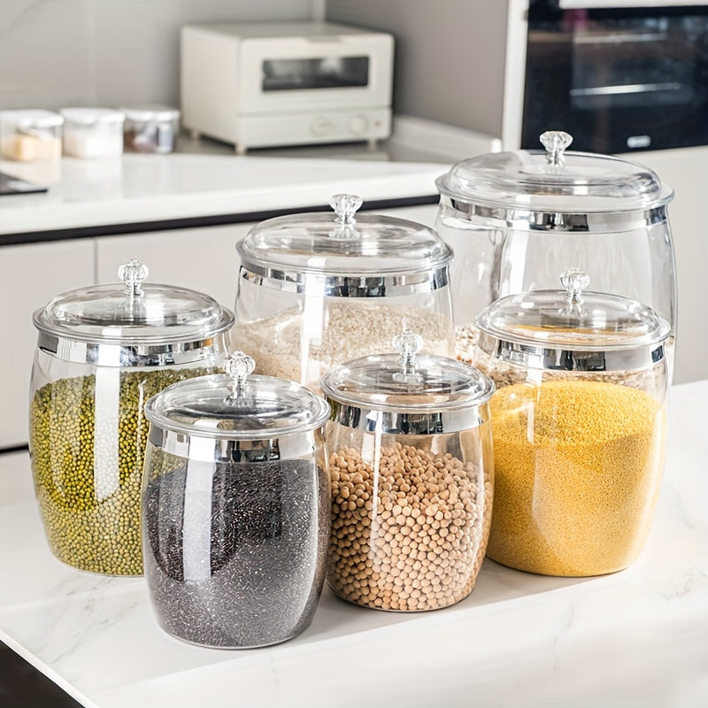 Large PET Transparent Storage Jar for Pickles Nuts Grains and Snacks Reusable Round Flip Top