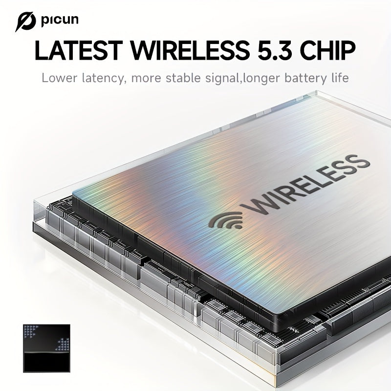 Беспроводные накладные наушники Picun B8 с 120 часами воспроизведения, беспроводной связью 5.0, 3EQ и игровым режимом, функцией громкой связи, складным дизайном и зарядкой Type-C. Подходят для путешествий, дома, офиса, ПК.