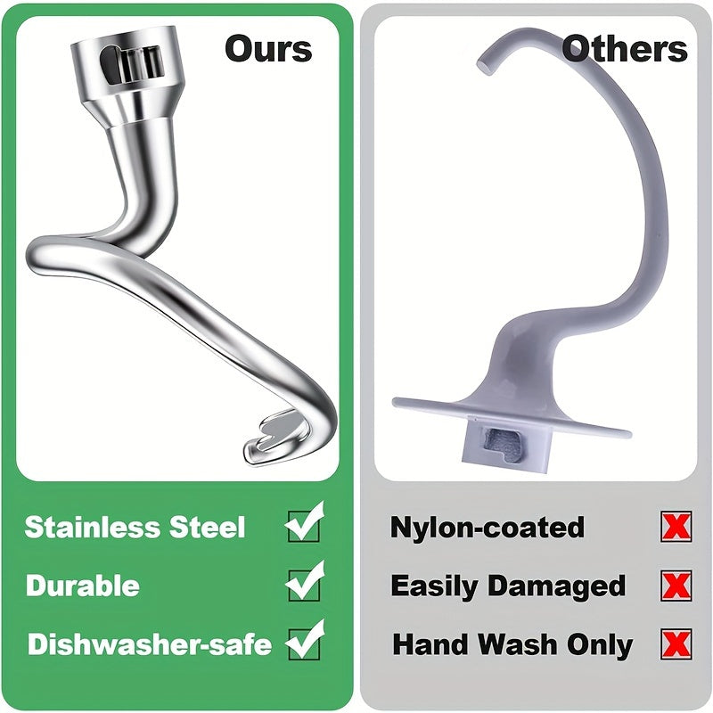 Stainless Steel Dough Hook for KitchenAid Stand Mixer 4.5 and 5 Quart Models