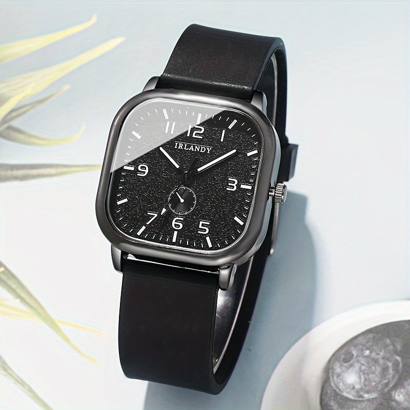Men's Quartz Watch Square Dial Alloy Case Silicone Strap Not Waterproof Business Casual
