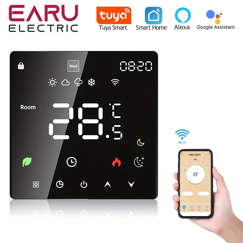 WiFi Smart Thermostat for Electric Floor Heating and Boilers Flush Mount Digital Temperature Sensor Voice Control