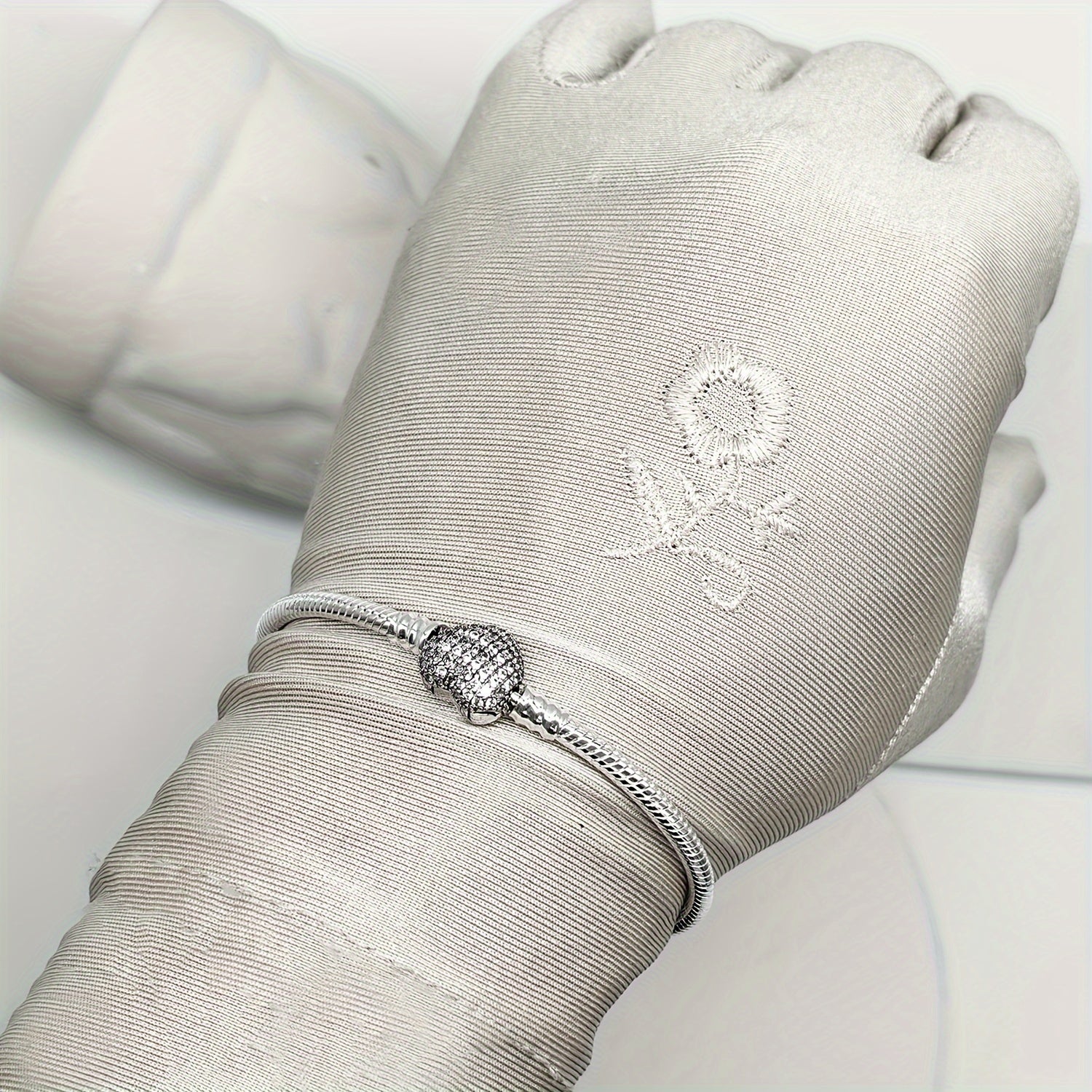 Couple Bracelets with Double-Sided Zirconia Lock Clasp Snake Pattern Jewelry Gift