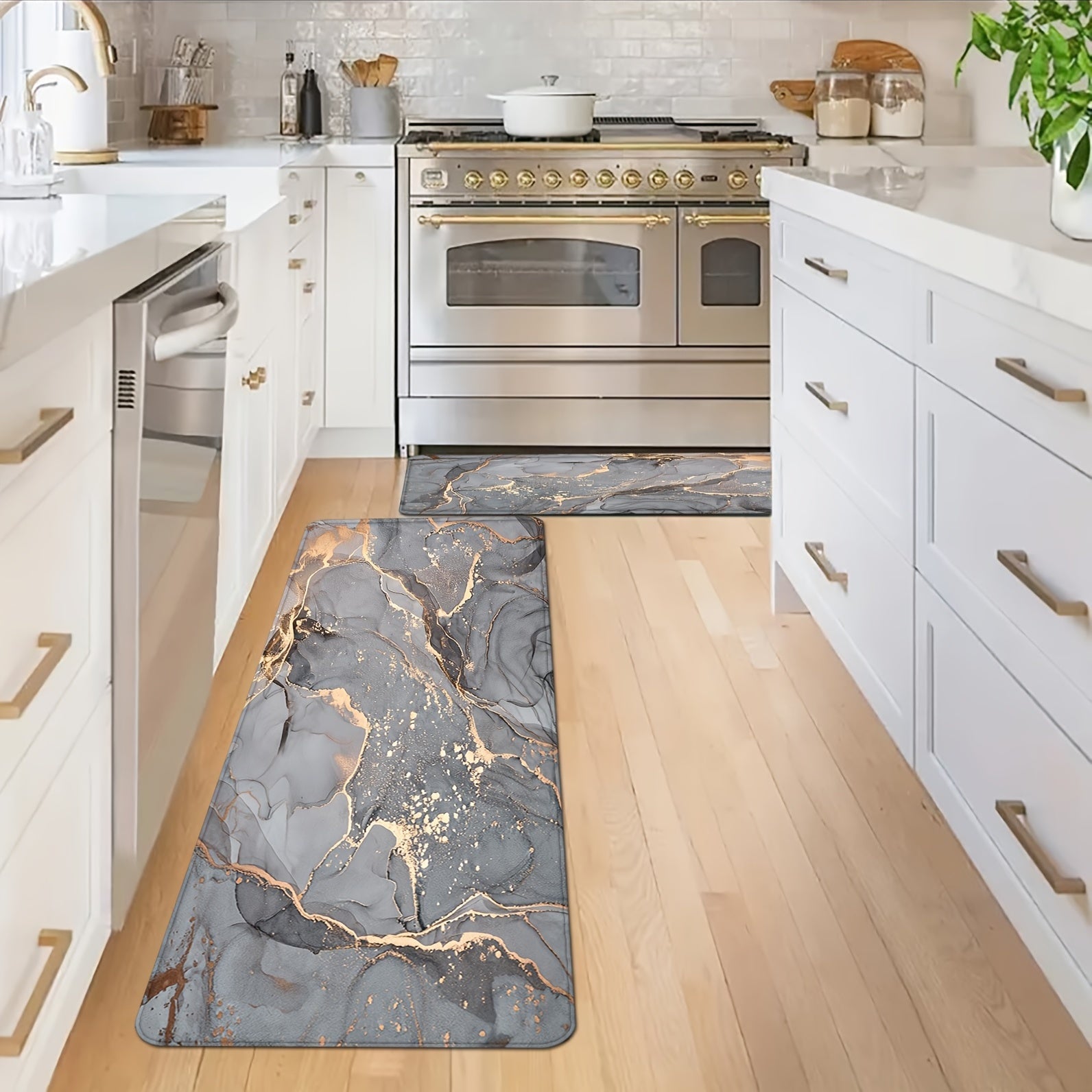 Alfombra de cocina de mármol gris antideslizante, a prueba de aceite, para interior, 40x60cm