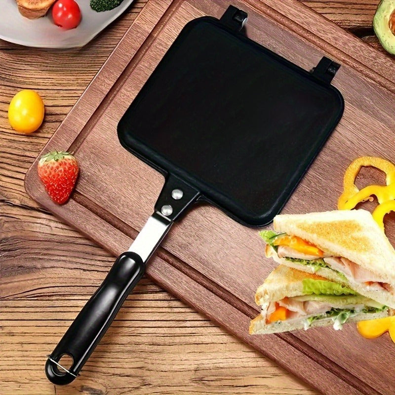 1 dona Olib tashlanadigan Sandwich Grill Pan Mold - Qattiqlashtirilmagan Alyuminiy Alloy Tuxum va Toast Tayyorlovchi, Olib tashlanadigan Griddle va Qopqoq bilan, Tez Nonushta Tayyorlash uchun