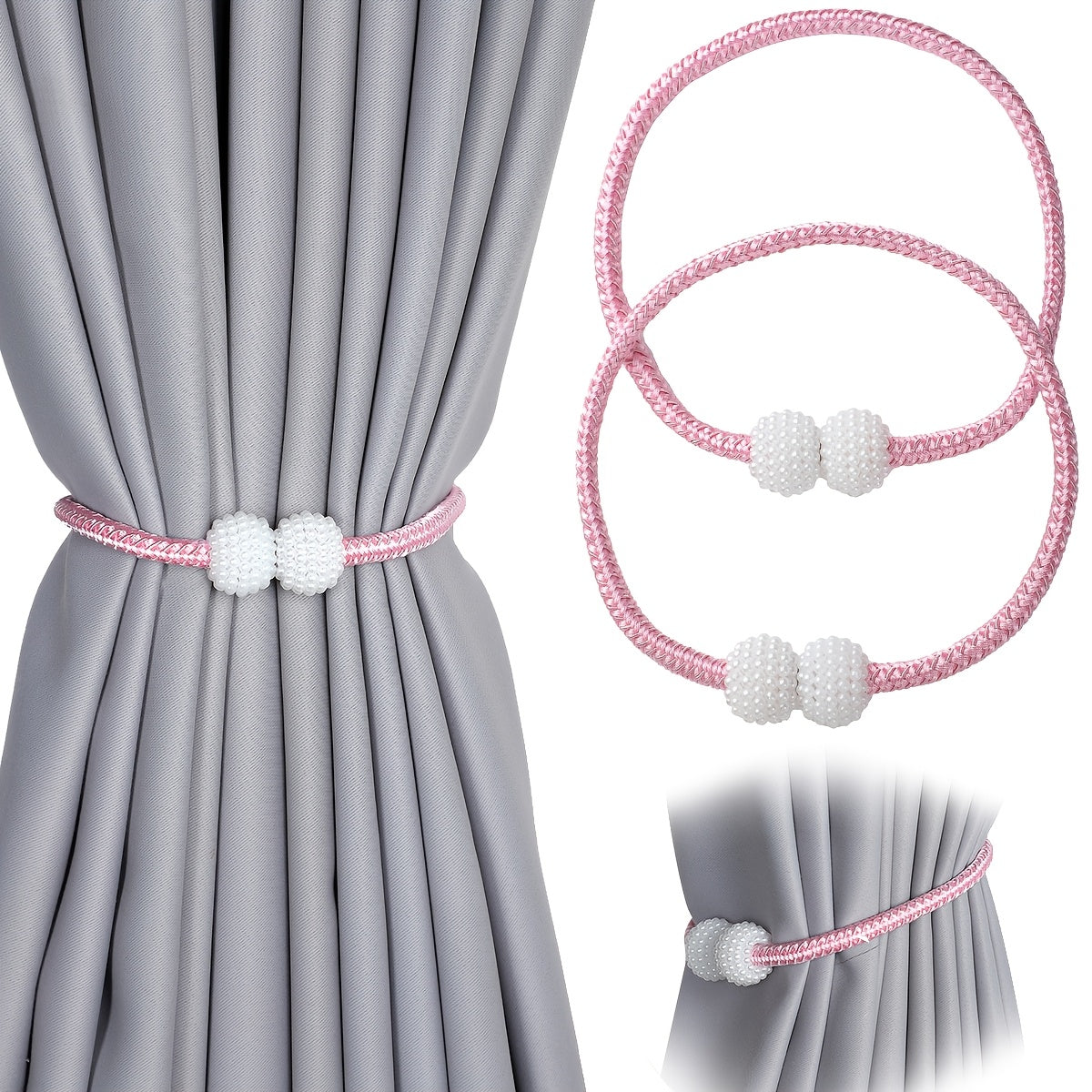 Set of 2 Magnetic Curtain Tiebacks for Home Office Window Drapes