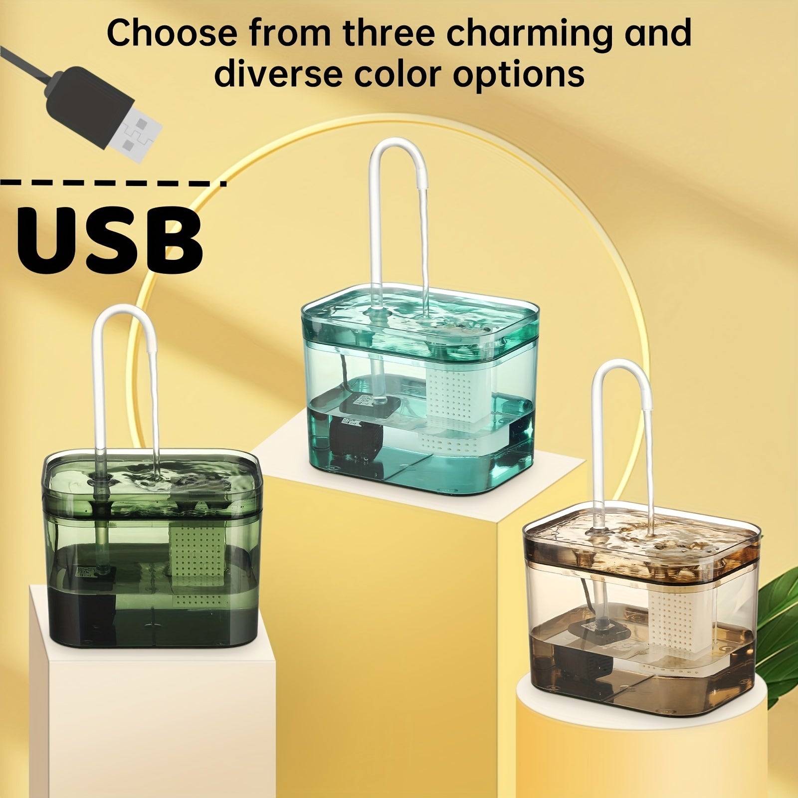 Кормушка для воды для кошек 1,5 л, USB, тихая циркуляционная фильтрация