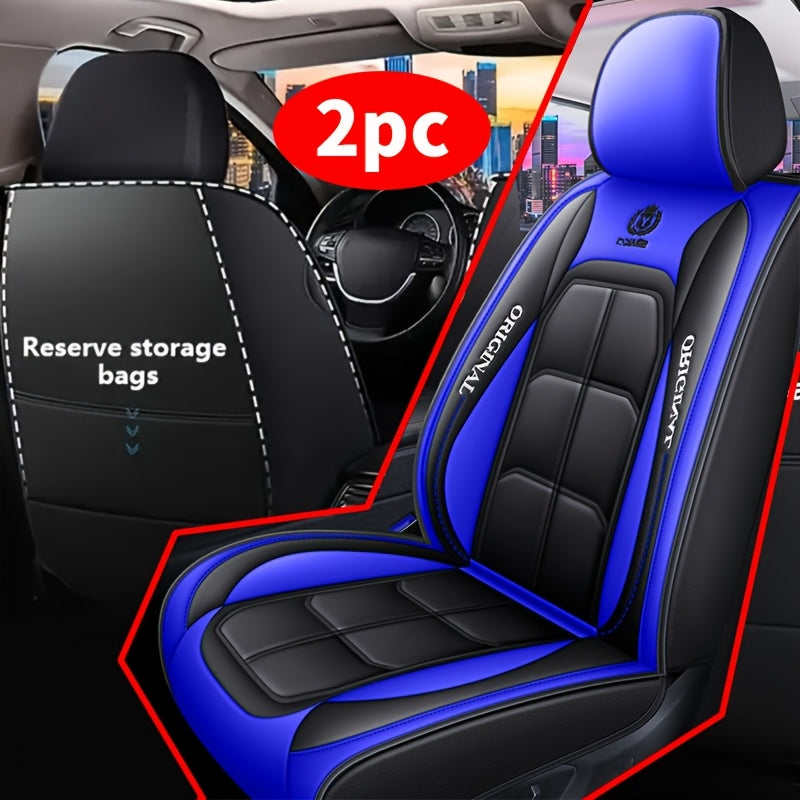 2pcs Front Car Seat Covers Leather Fit for Driver and Passenger Seats