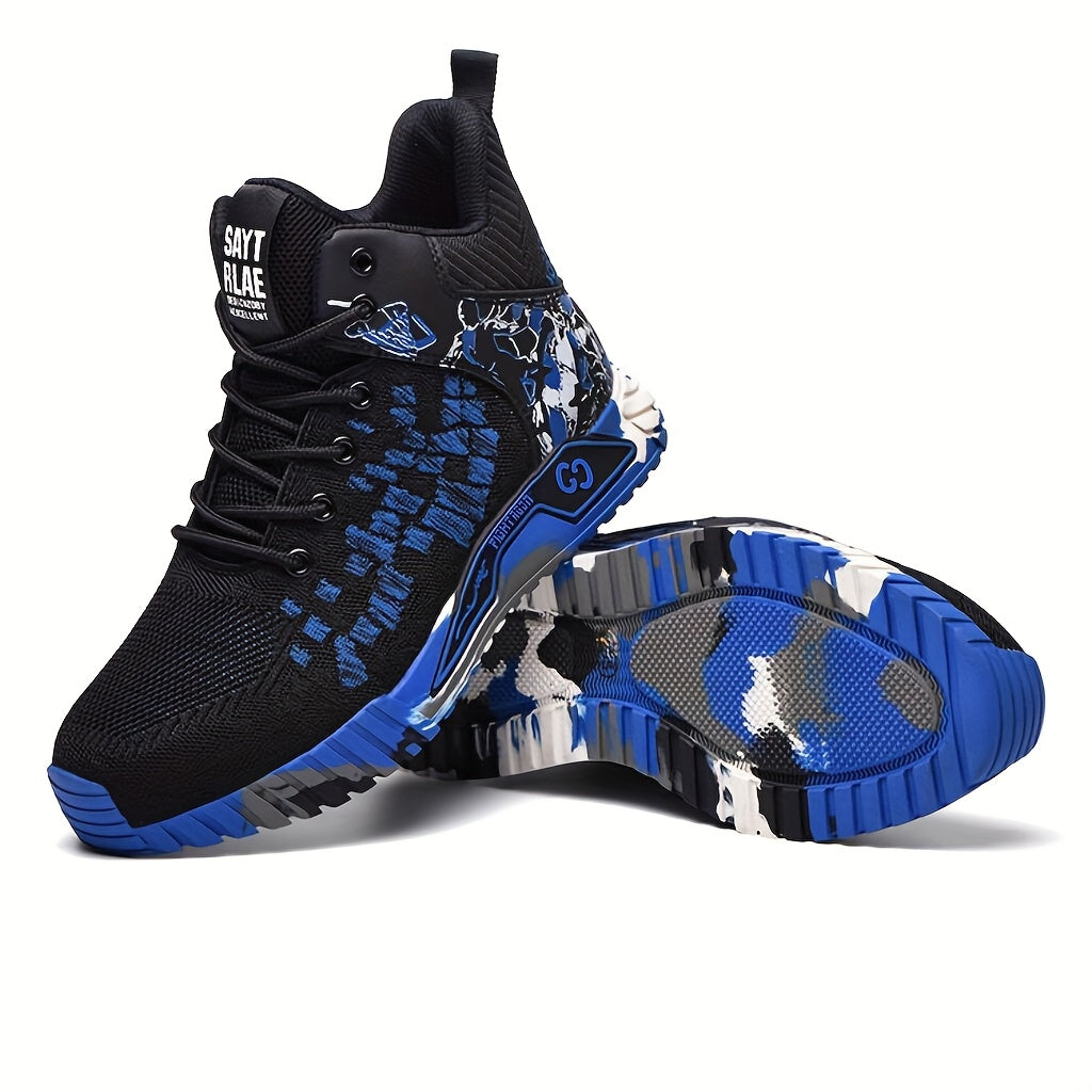 Women's Anti-Smash Puncture Safety Work Boots Black Blue Slip-Resistant Durable Shoes