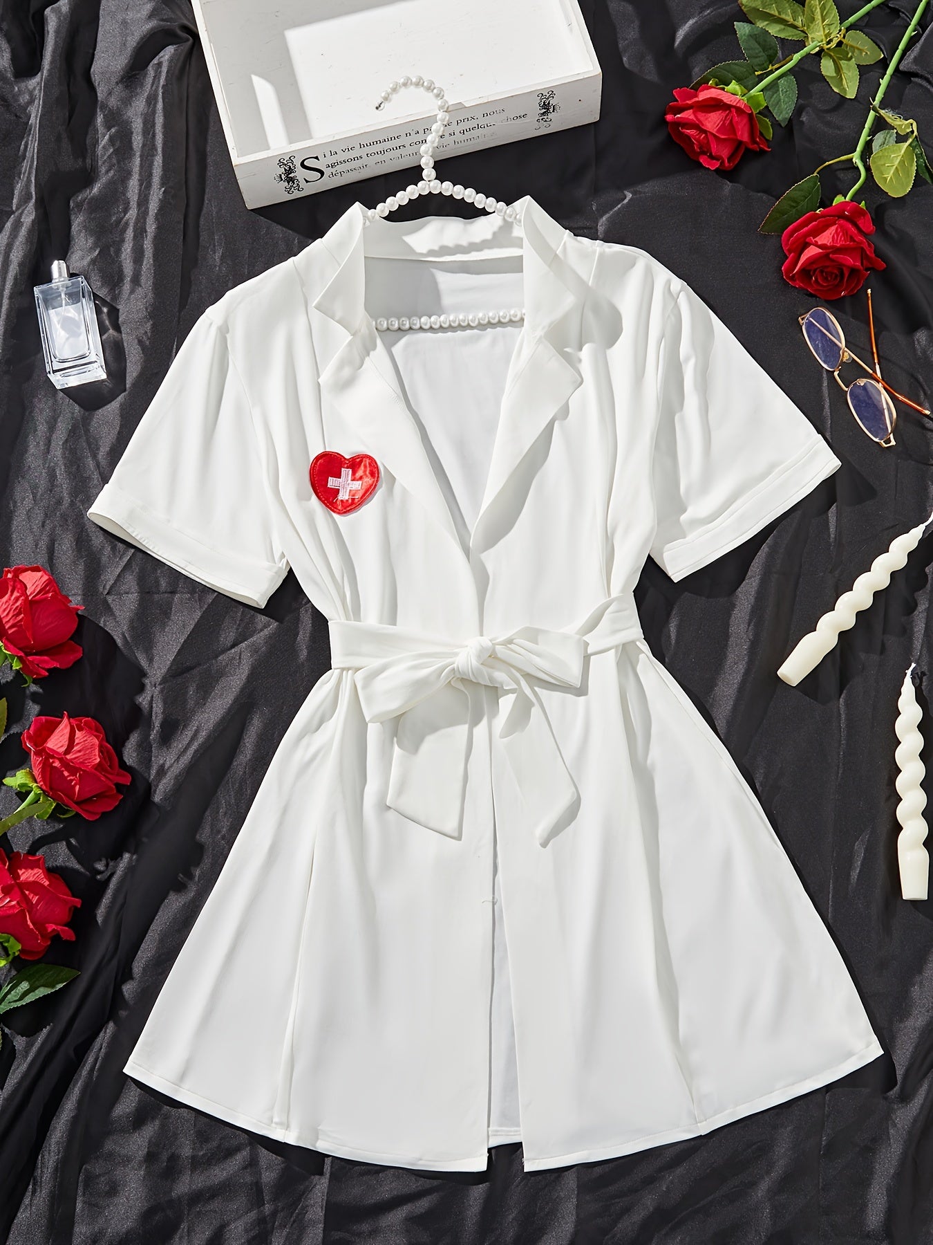 Women's Sexy Nurse Cosplay Costume with Red Dress and Hat