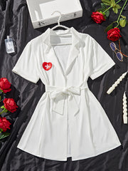 Women's Sexy Nurse Cosplay Costume with Red Dress and Hat