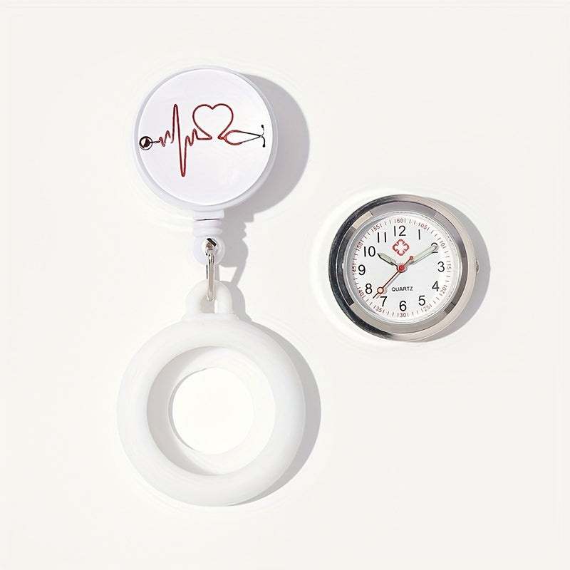 Nurse Quartz Watch Brooch Clip Telescopic Medical Pocket Watch for Healthcare Professionals