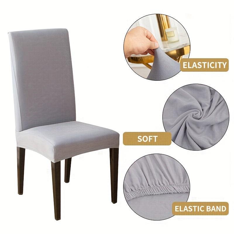 Чехлы для стульев однотонные в наборах по 4 или 6 штук. Пылезащитные и противоскользящие, идеально подходят для домашнего декора.