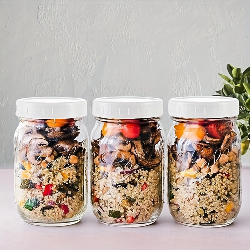 Set of 16 White Plastic Mason Jar Lids Leak-Proof Caps for Canning and Storage