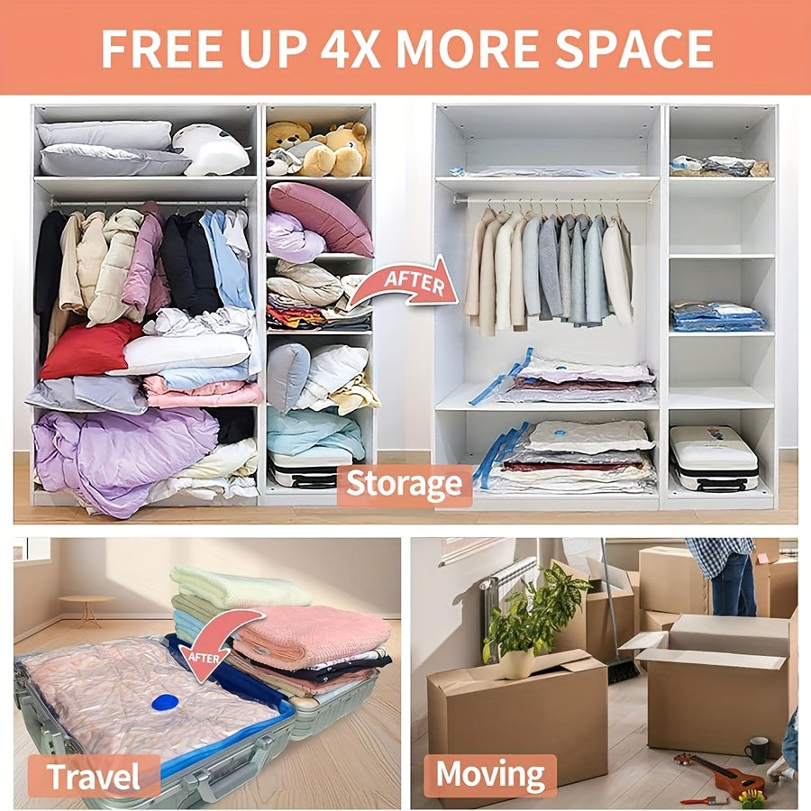 Travel Compression Bags Set with 9 Vacuum Storage Bags for Clothing Bedding and Luggage