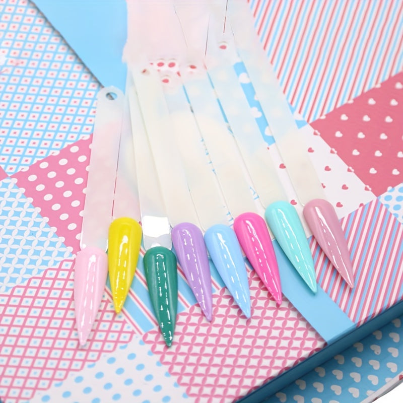 50 ta fan shaklidagi tirnoq san'ati amaliyot tayoqlari to'plami tirnoq bo'yoqlari namunalari uchun.