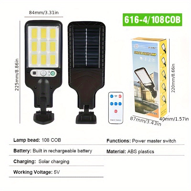 Solar Outdoor Wall Light with Motion Sensor 180° Coverage Solar Powered Floodlight