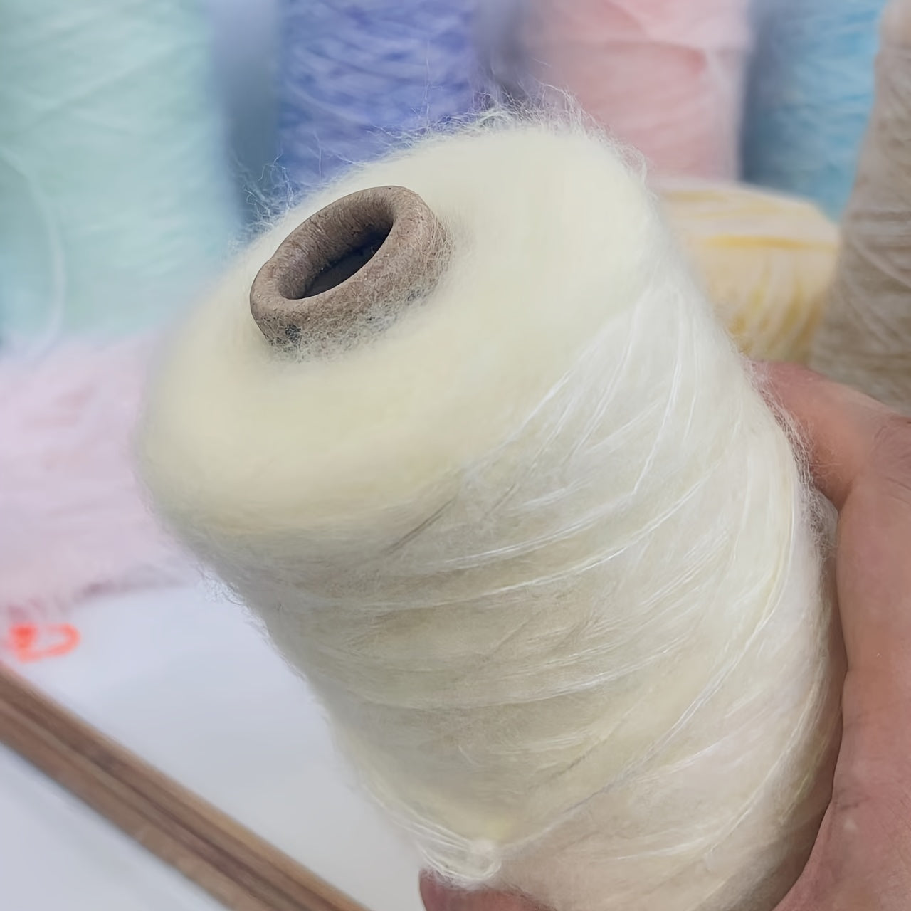 200g Mohair and Acrylic Yarn for Knitting Scarves Sweaters White 1mm Thick