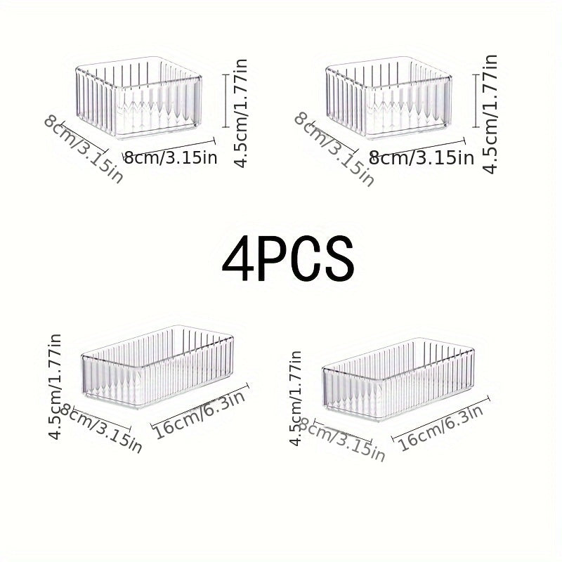 6-Piece Clear PET Cosmetic Organizer Set for Bathroom and Home Storage