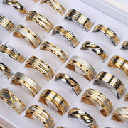 Two-Color Stainless Steel Ring Waterproof Sweat-Proof Jewelry for Men Women