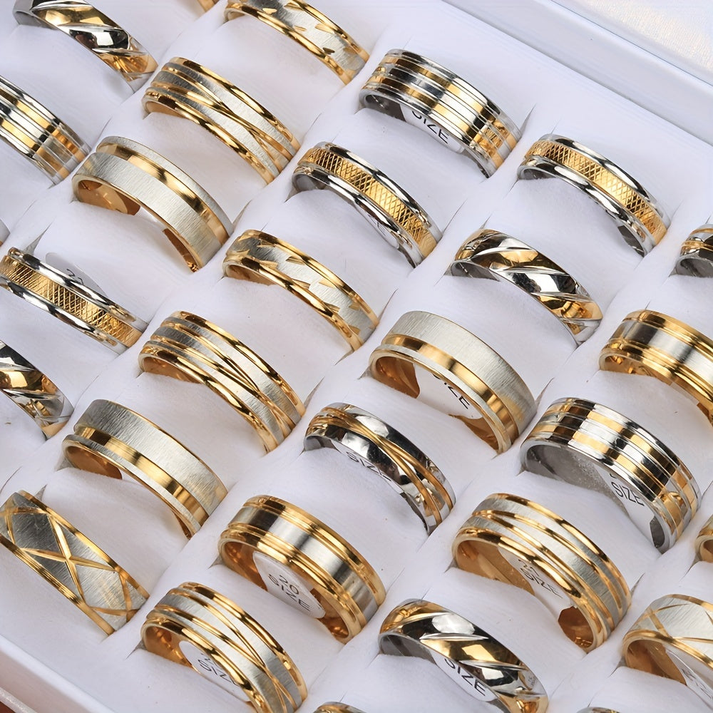 Two-Color Stainless Steel Ring Waterproof Sweat-Proof Jewelry for Men Women