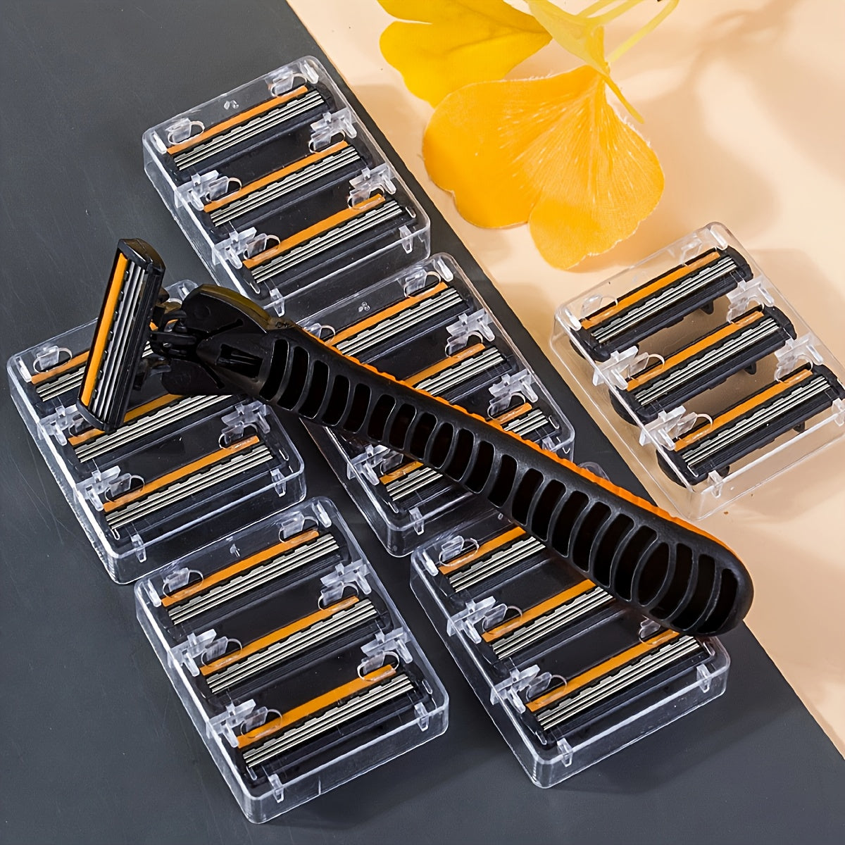 Men's Stainless Steel 3-Layer Safety Razor with Replaceable Blades